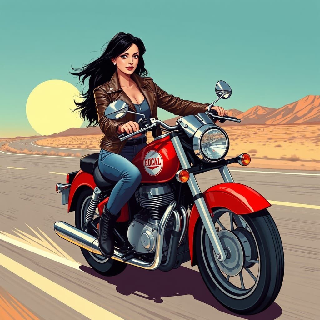 Vibrant Motorcycle Portrait in a Futuristic Style
