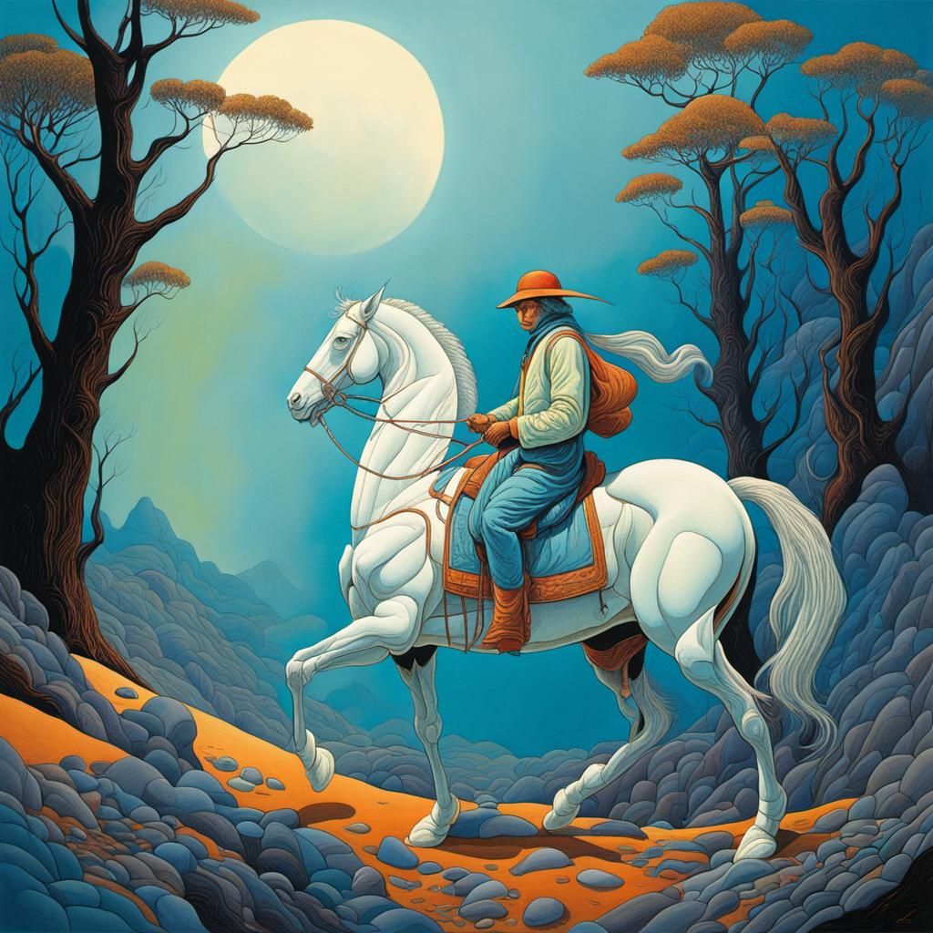 Abstract Art in Moebius Style with Fine Details