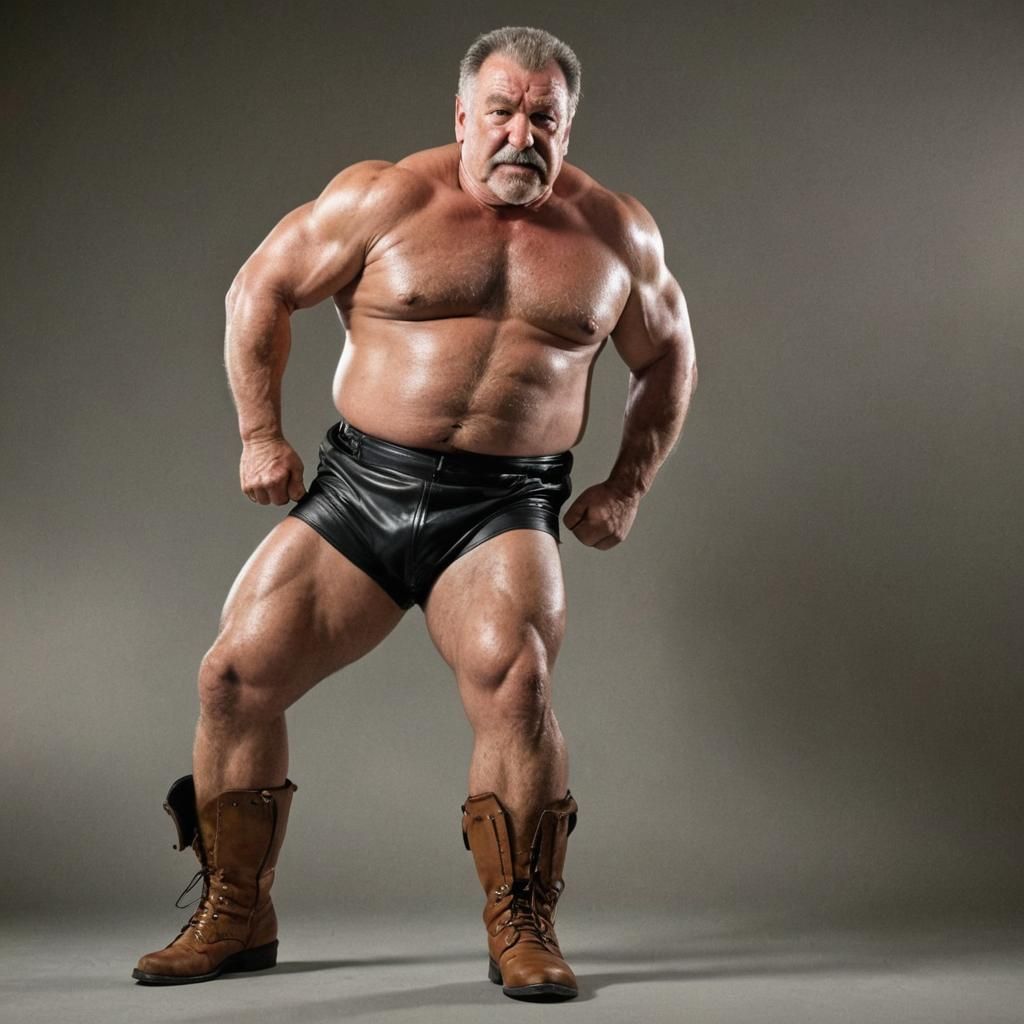 Powerful Wrestler Portrait in High-Contrast Color Photograph...