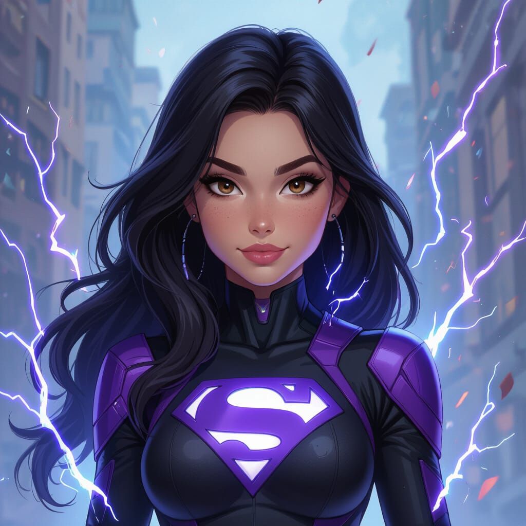Sassy Superheroine with Electric Powers