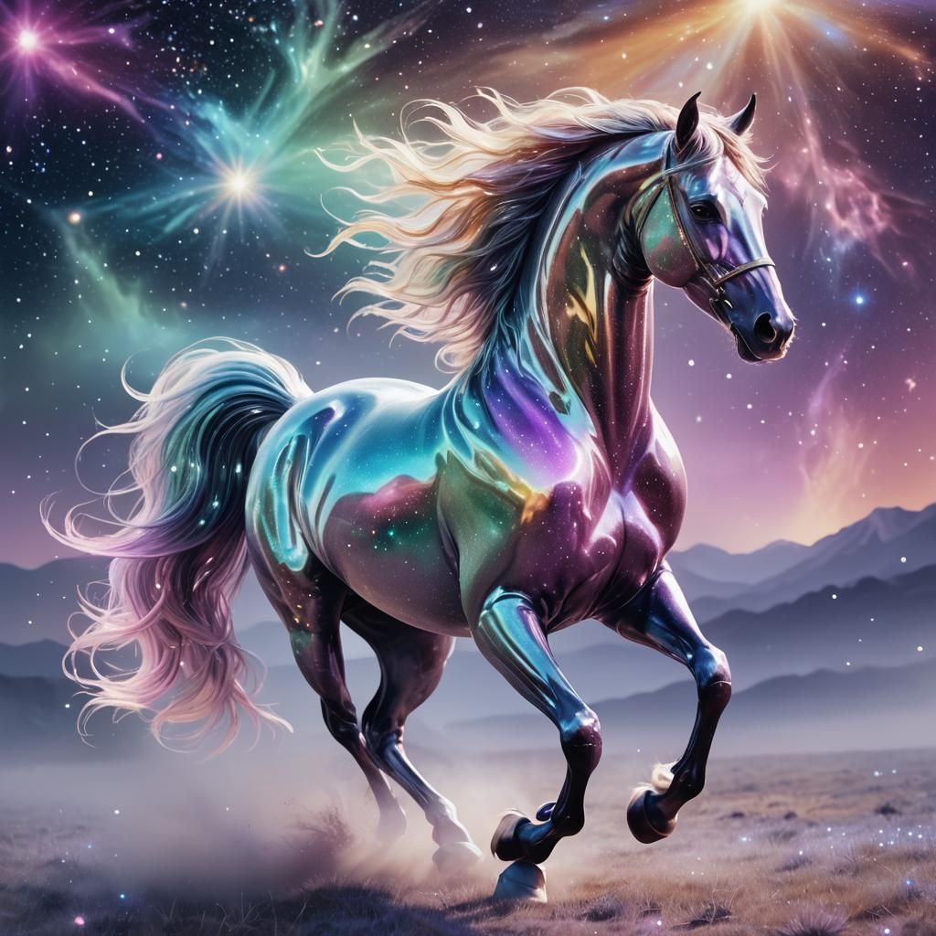 Glass Horse Prancing in Astral Starry Plain