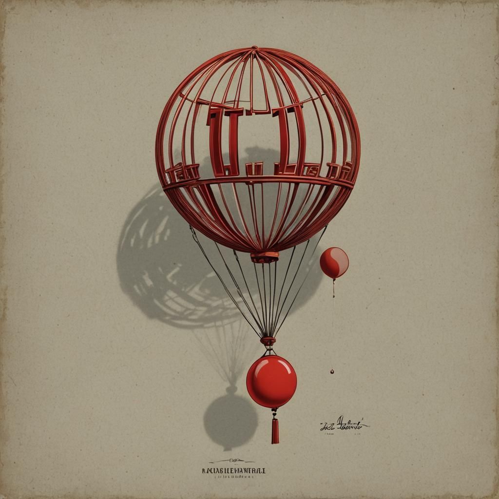 Stylized Red Balloon with IT Text and Keyring