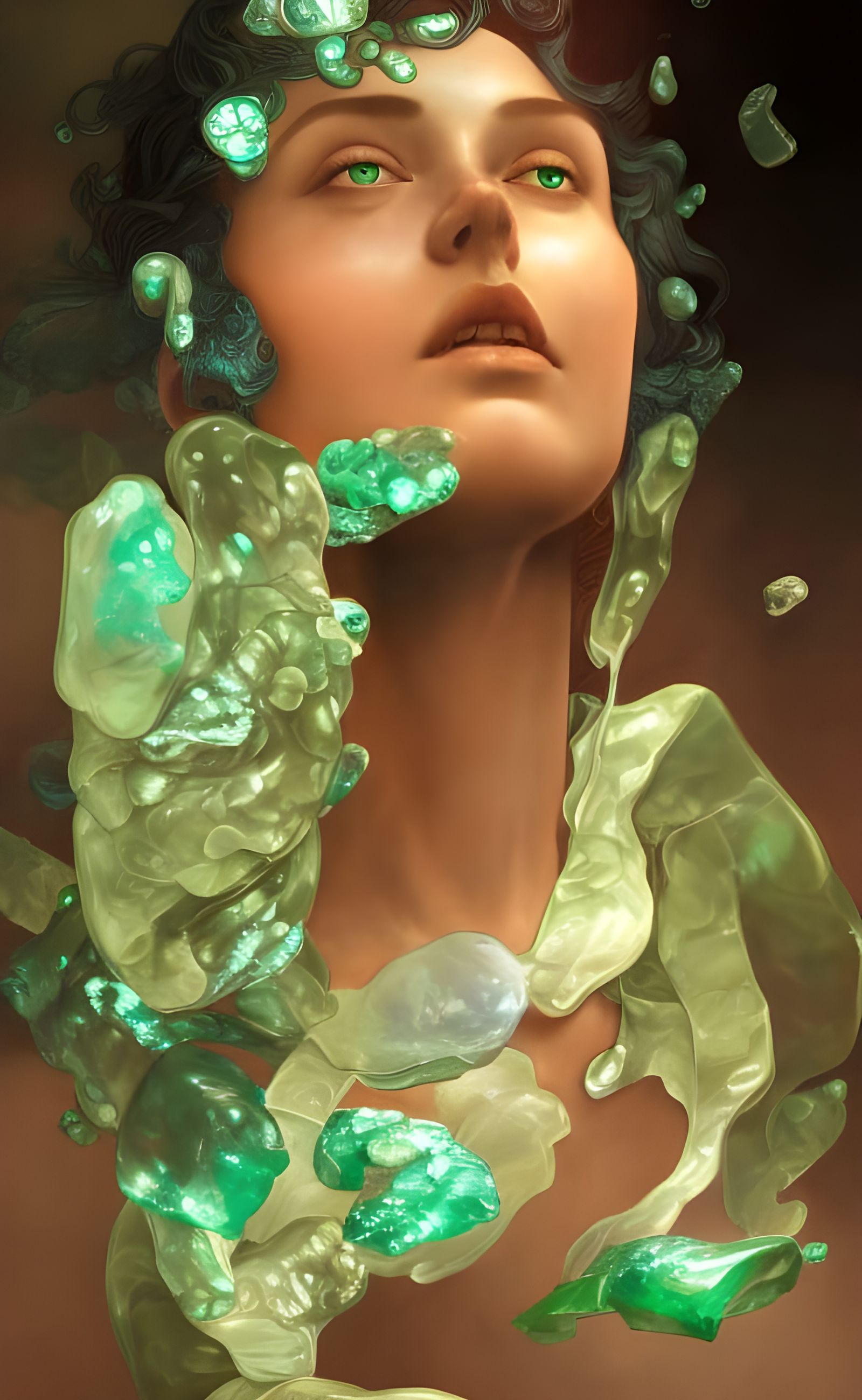 Emerald Being in Melting Bismuth Style