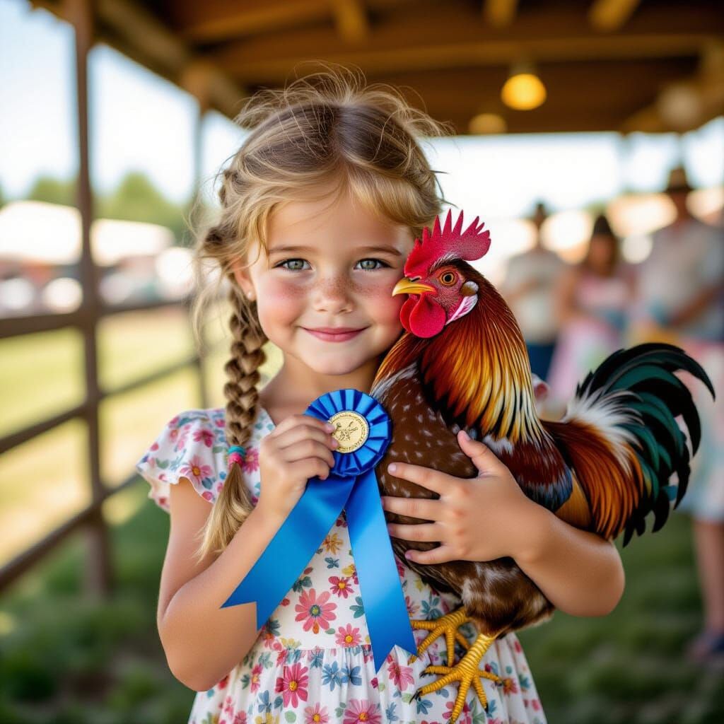 Girl and Rooster Win at County Fair, Film Still