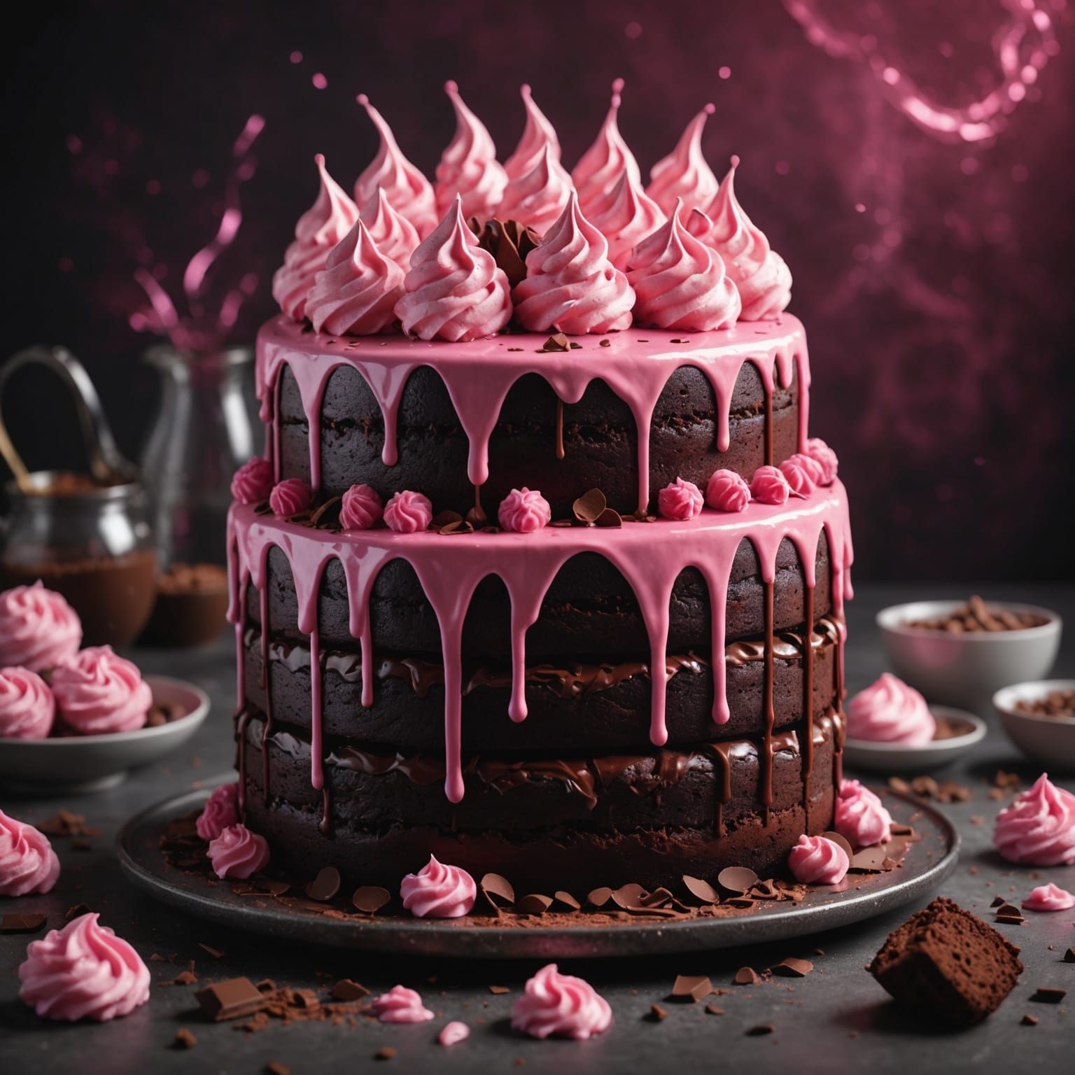Chocolate Cake with Pink Icing: Fantasy Art