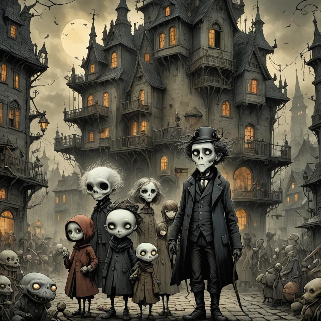 Eerie Dystopian Landscape in Gothic Fairy Tale Style