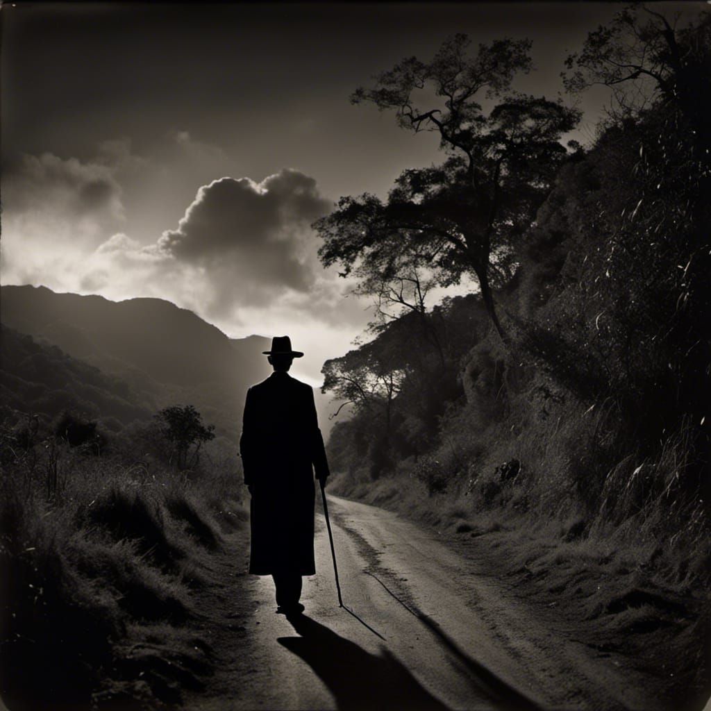 Film Noir Silhouette in California Mountains