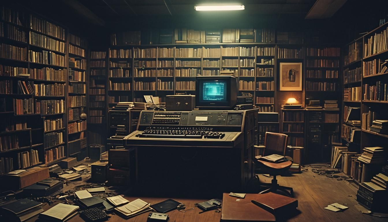 Cyberpunk Keyboard in Dusty Library Vault