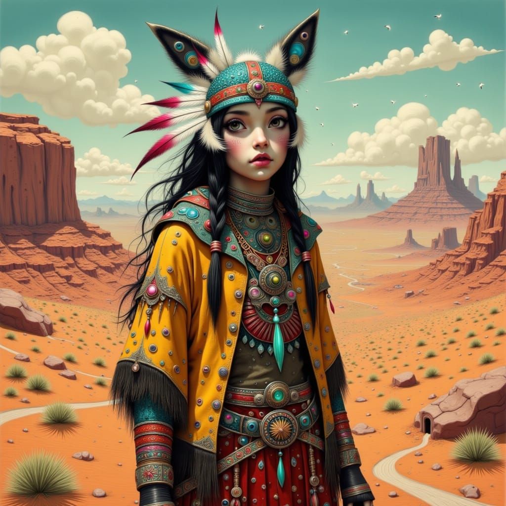 Coyote Weaving Tales in Sun-Drenched Desert