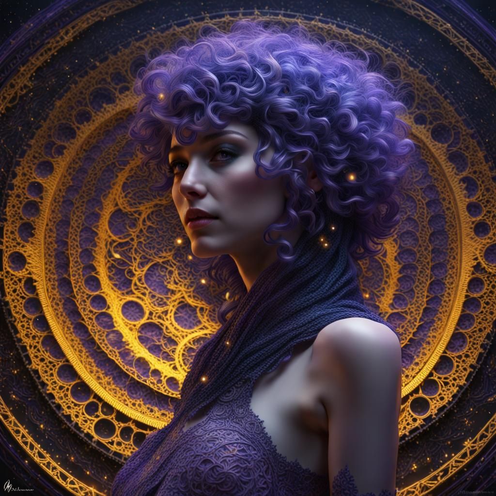 Crocheted Cosmos in Dark Fantasy Style