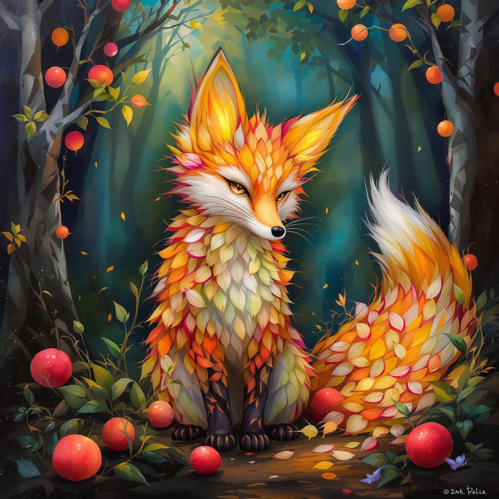 Lychee Fox in Fantasy Forest Art
