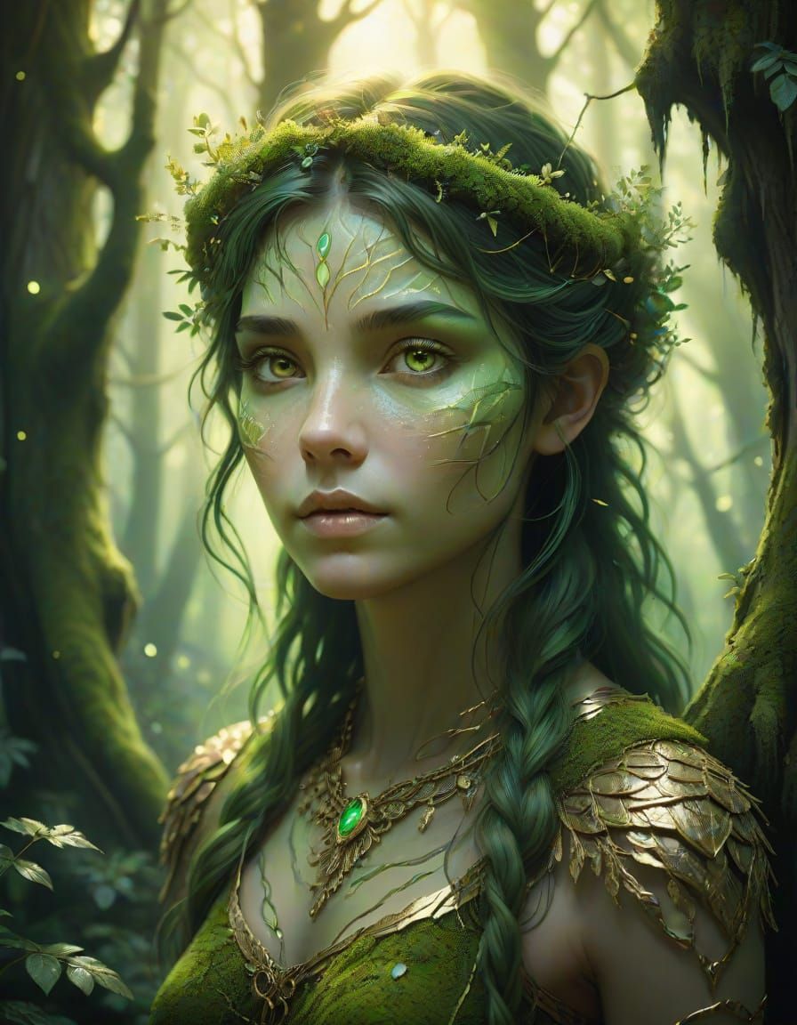 Forest Spirit Queen: Ethereal Tree-Human Hybrid Portrait