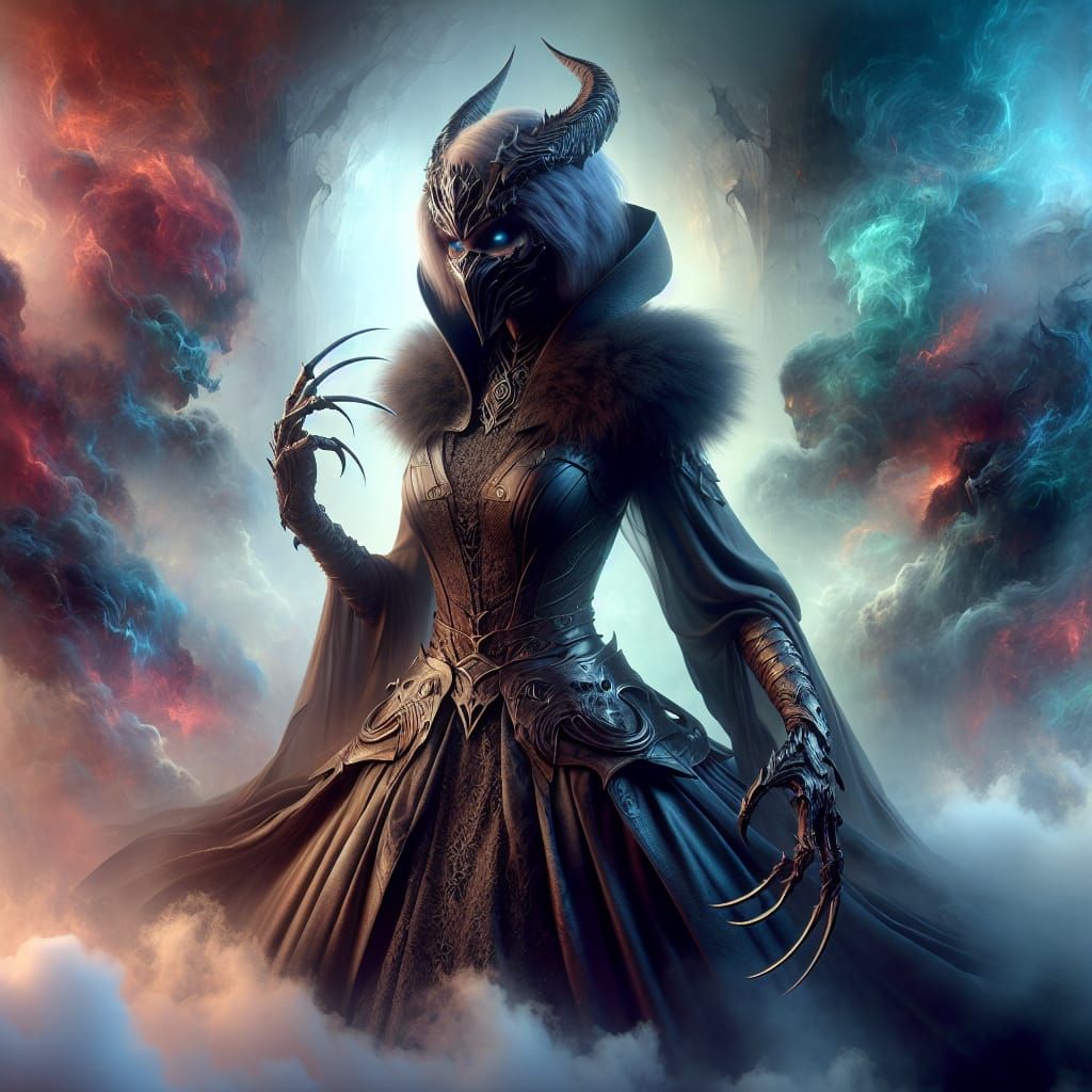 Epic Demon Assassin in Ethereal Fog: Matte Painting