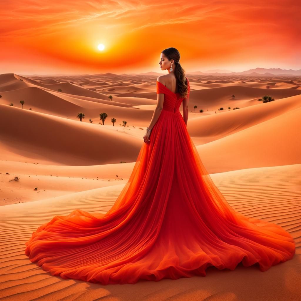 Lady of the Sandstorm: A Photorealistic Desert Panorama