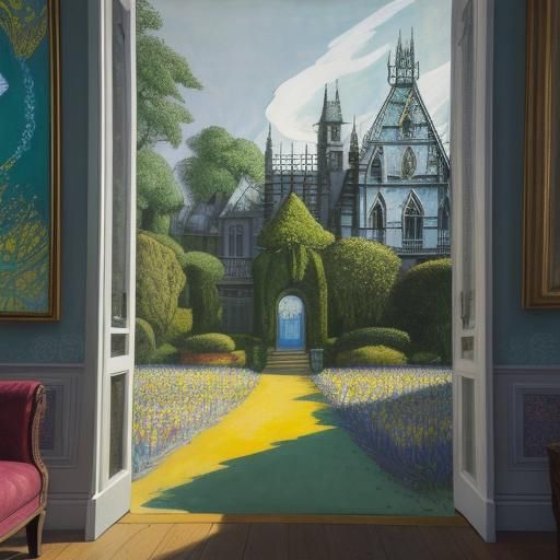 Psychedelic Landscape Inspired by Cubism and Surrealism