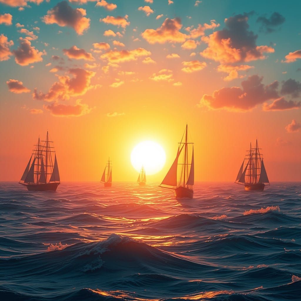 Surreal Sunrise Yacht Scene in Unreal Engine 5 Aesthetic