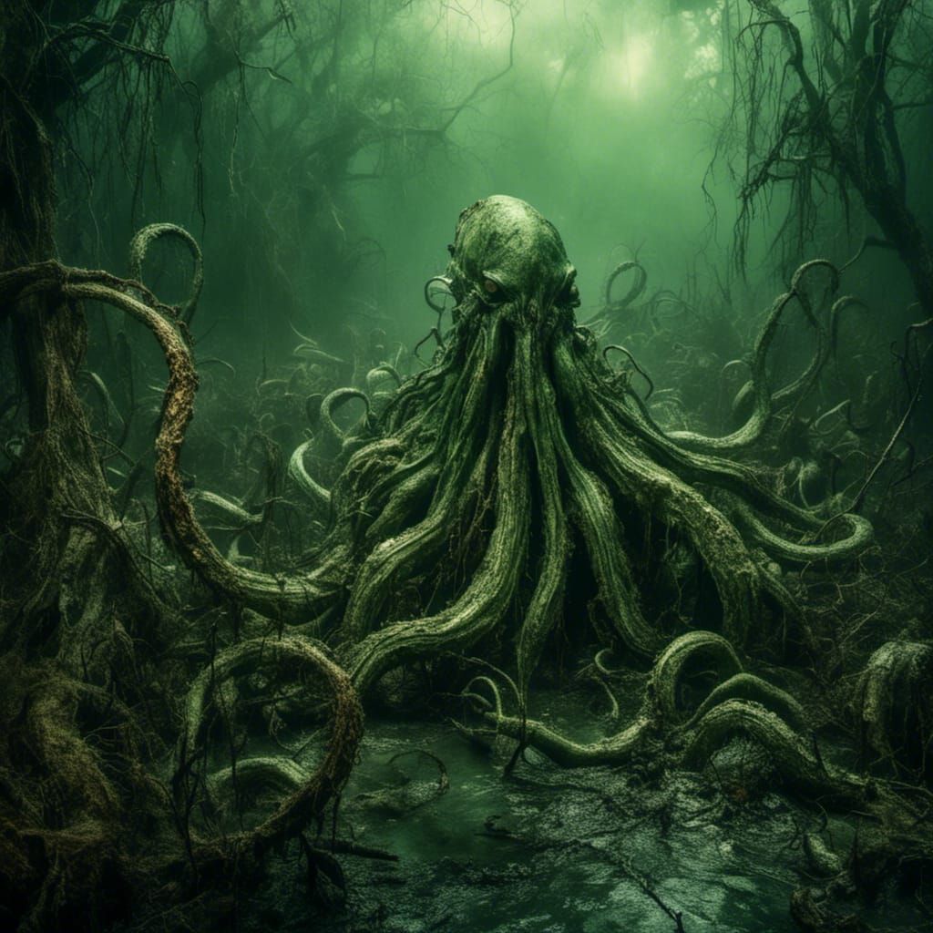 Thrashing Tentacles Emerge from Dark Swamp