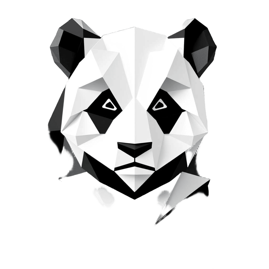 Geometric Origami Panda: Black and White Minimalism