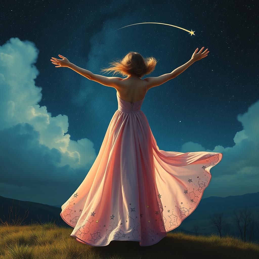 Celestial Woman Chasing a Shooting Star