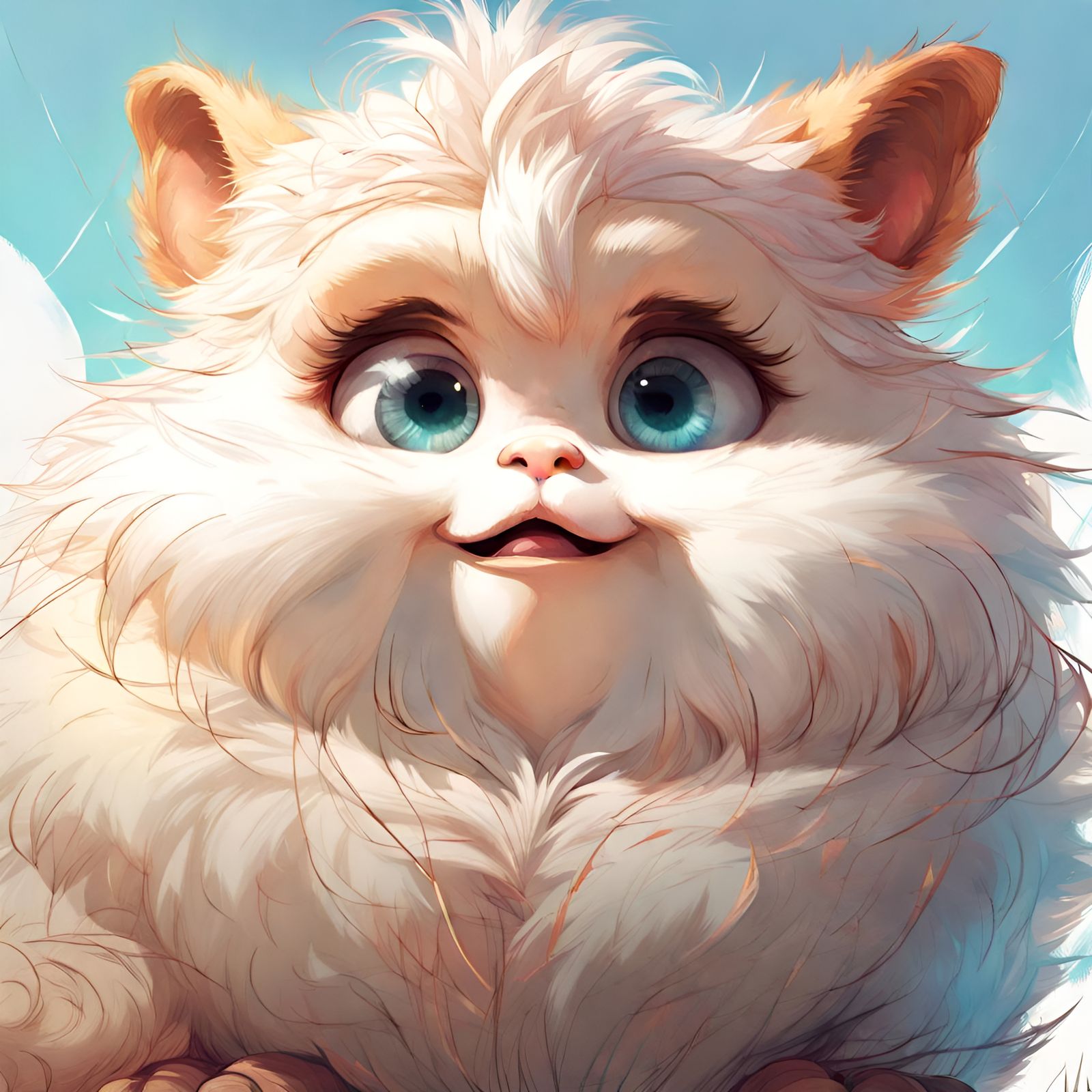Adorable Floofy Animal Portrait in Digital Art Style