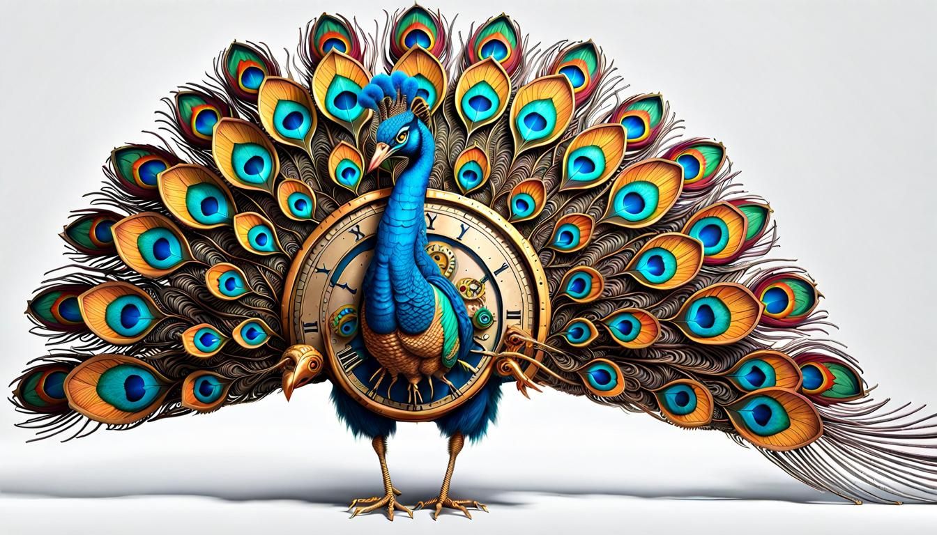 Steampunk Mechanical Peacock with Weapons, Detailed Digital ...