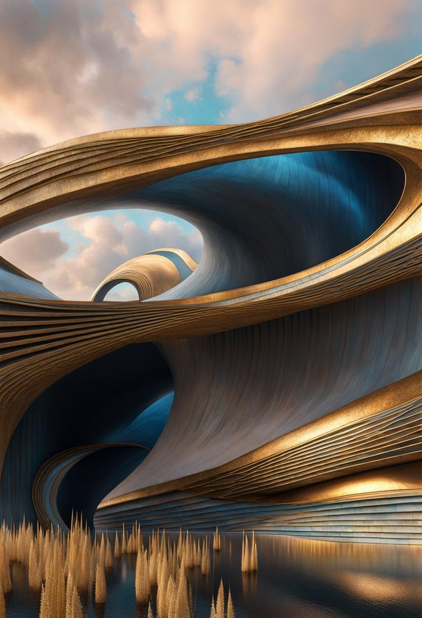 Golden Abstract Cycles in Detailed Matte Painting