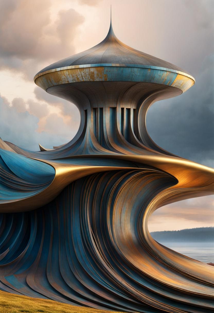 Golden Abstract Cycles in Detailed Matte Painting