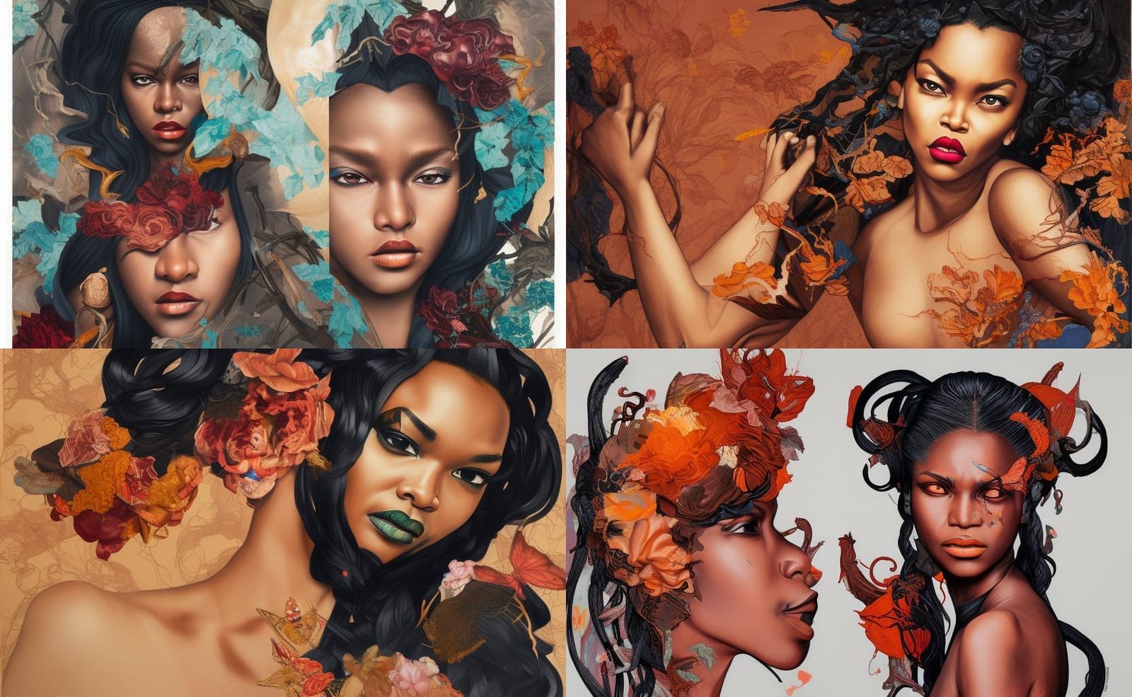 Night Demon Woman in Mixed Media Art Style