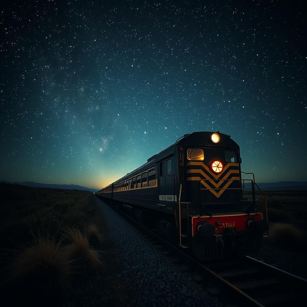 Moody Starry Night Scene in Hyperrealistic Style