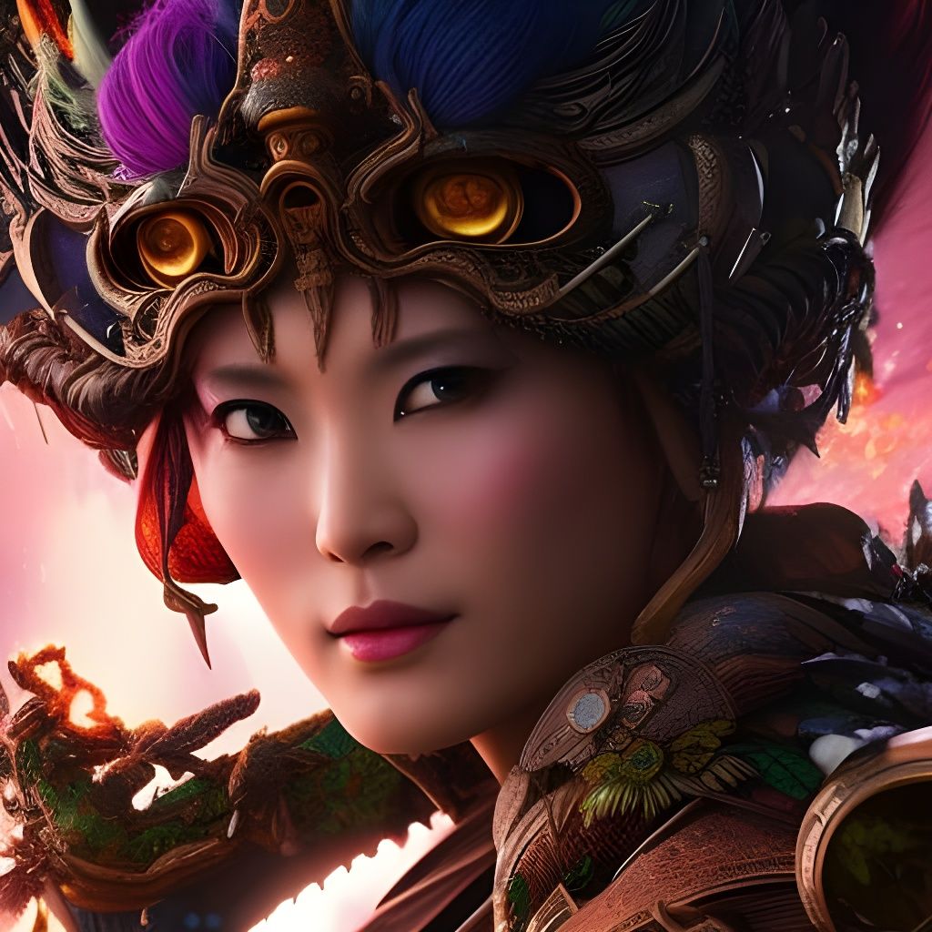 Cosmic Japanese Warrior in Fantasy Armor