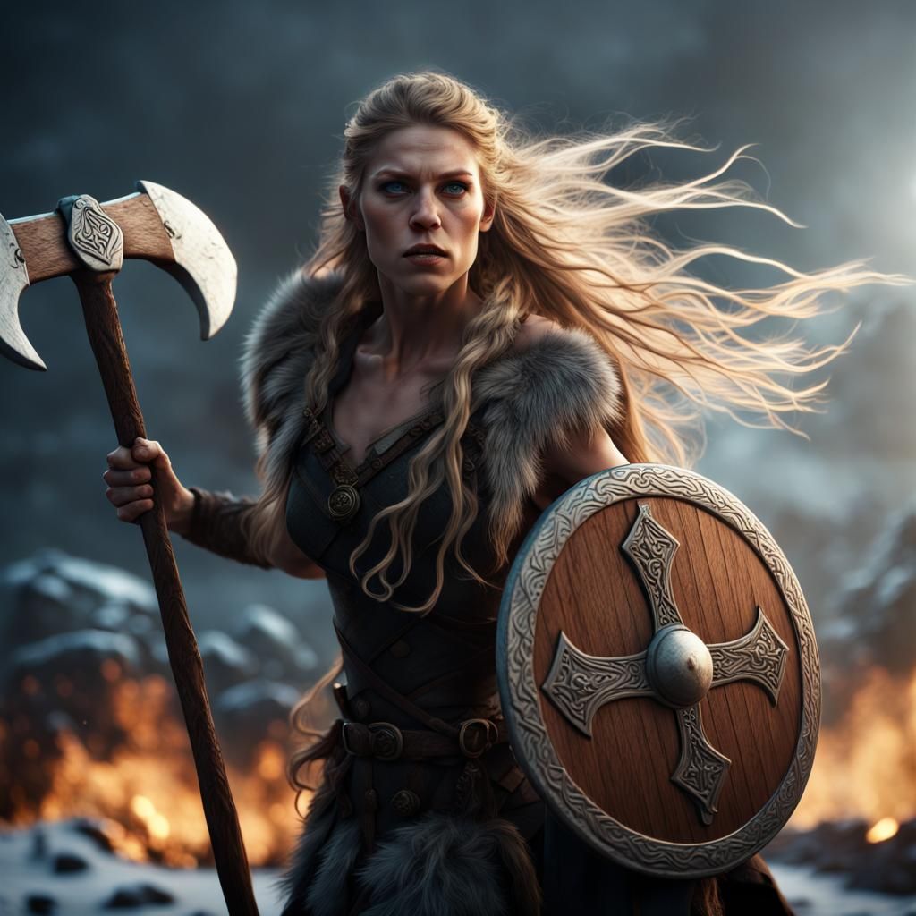 Viking warrior with axe and shield
