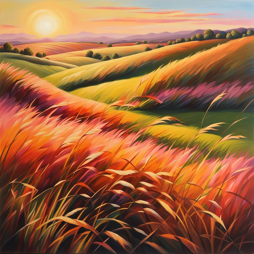 Hyper-Realistic Landscape with Rolling Fields