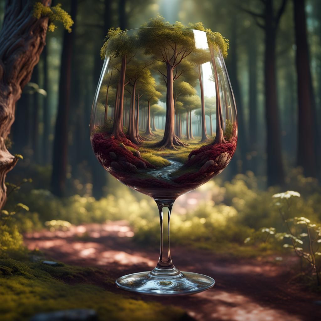 Forest in a Wine Glass: Detailed Matte Painting
