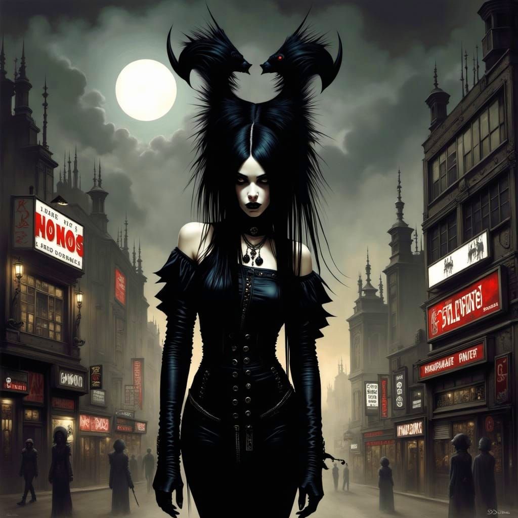 Edgy Vampire Woman Emerges from Dark Las Vegas Alley