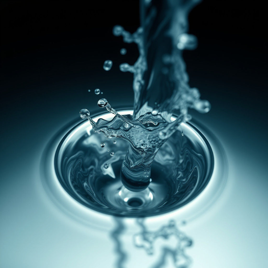 Hyperrealistic Water Swirling Down a Metallic Plughole