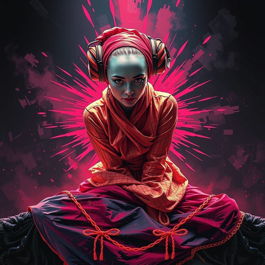 Bold Pop Art Goddess with Distorted Expression