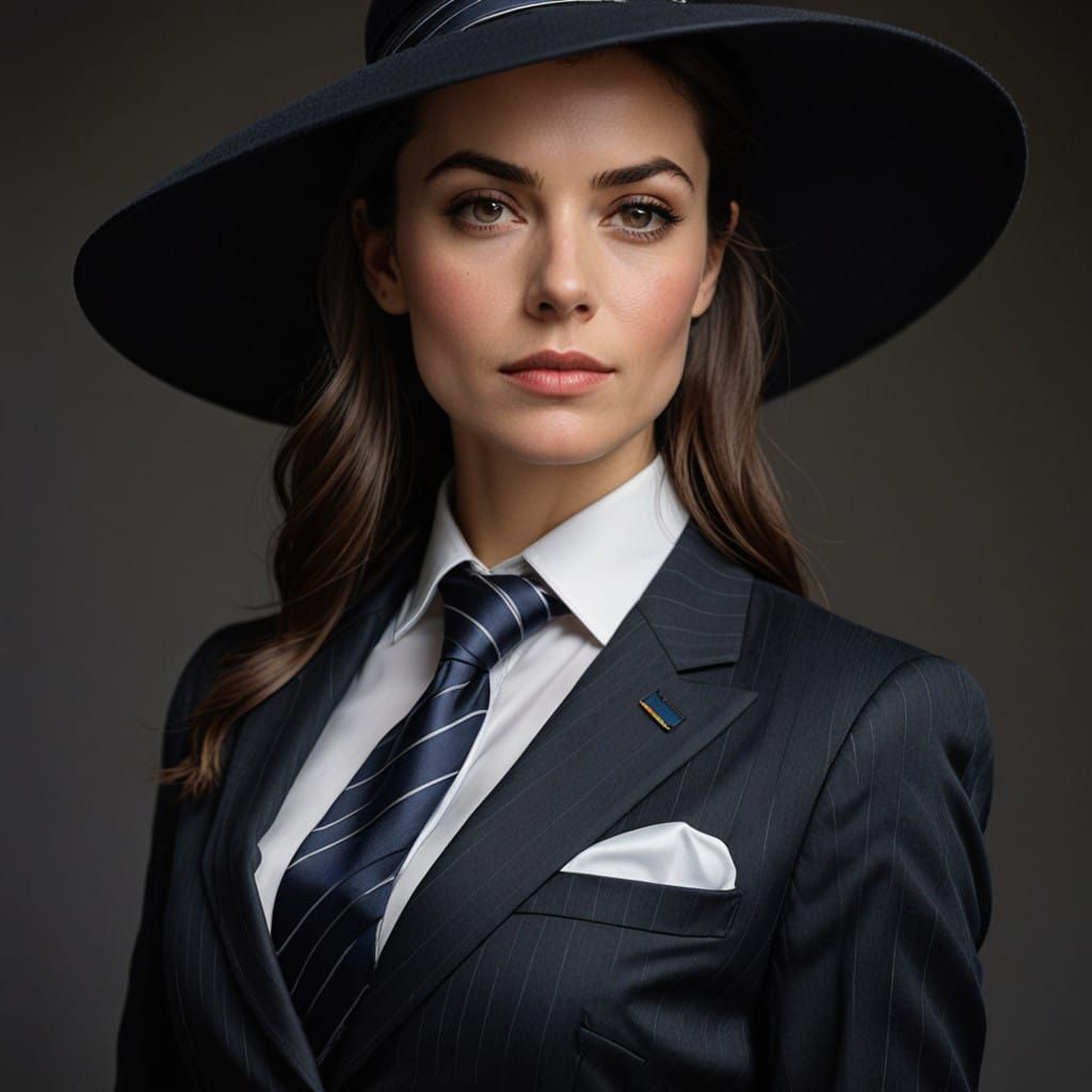 Sophisticated Businesswoman in Striped Tie