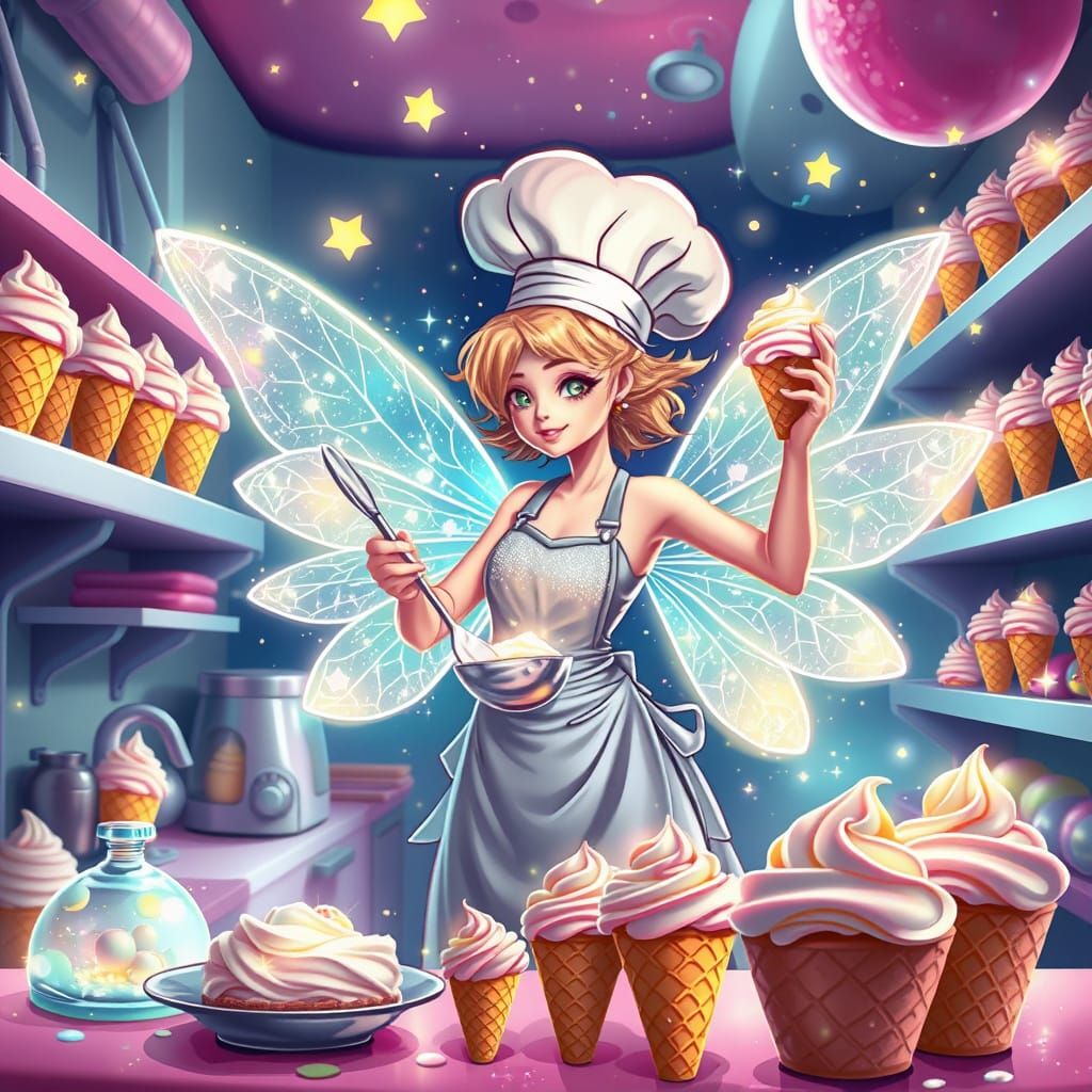 Celestial Ice Cream Chef in Cosmic Candy Kitchen