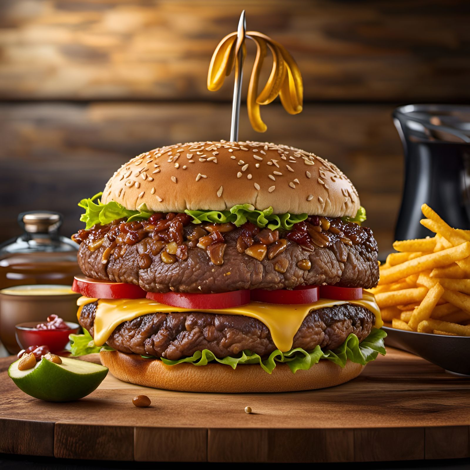 Shark Head Cheeseburger in Massurrealist Style