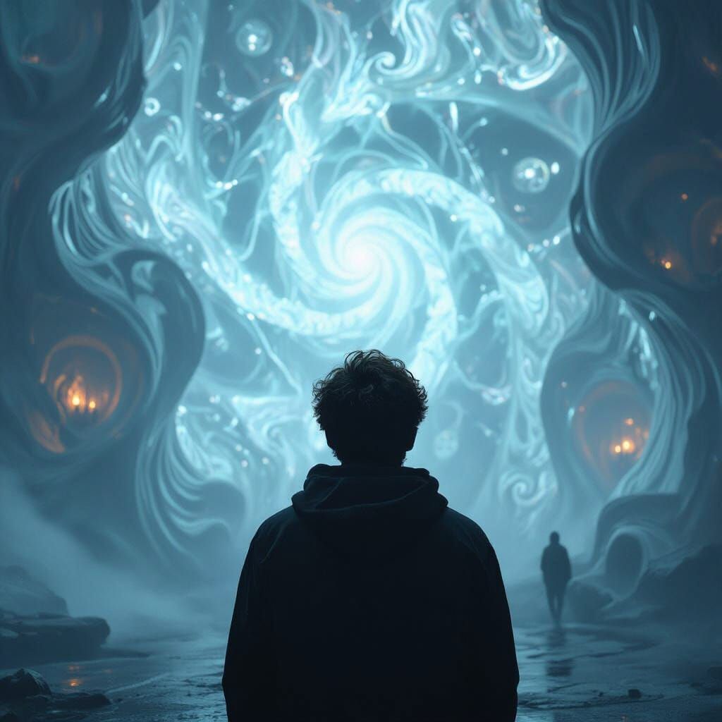 Mystical Whispers: A Dark, Surreal Portrait