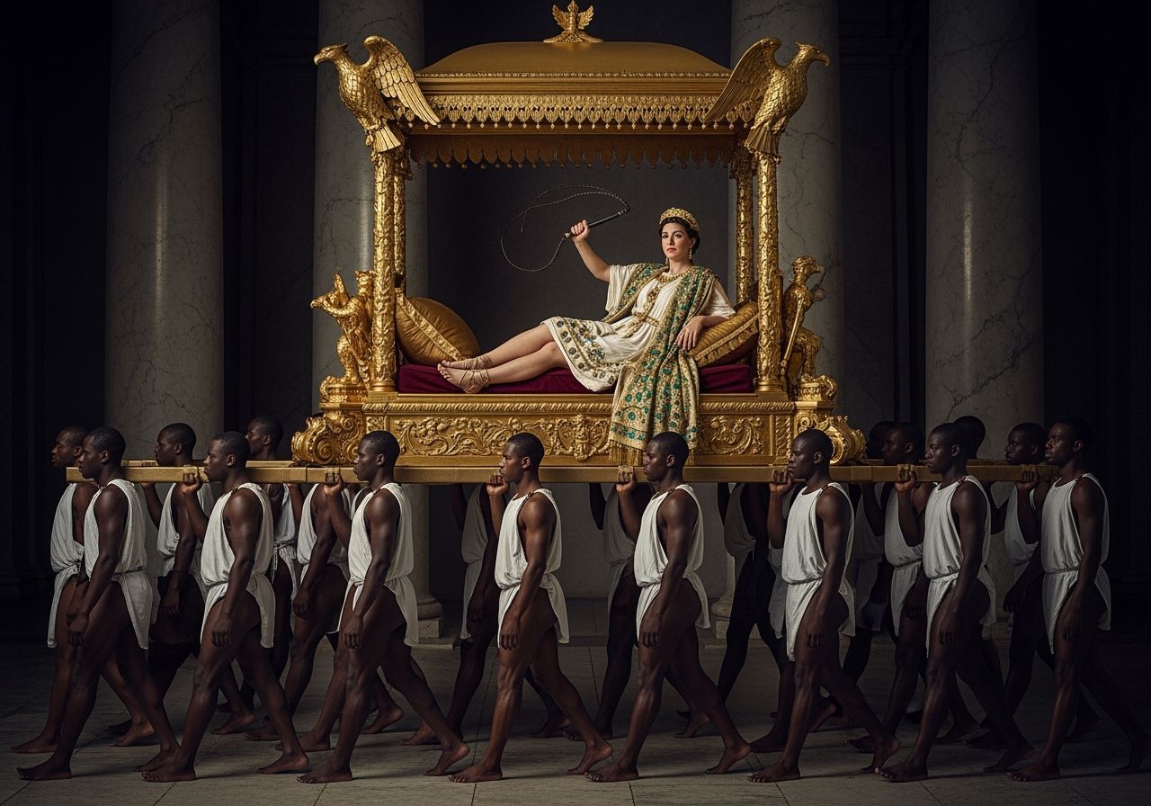 Opulent Roman Empress on Imperial Chaise Lounge