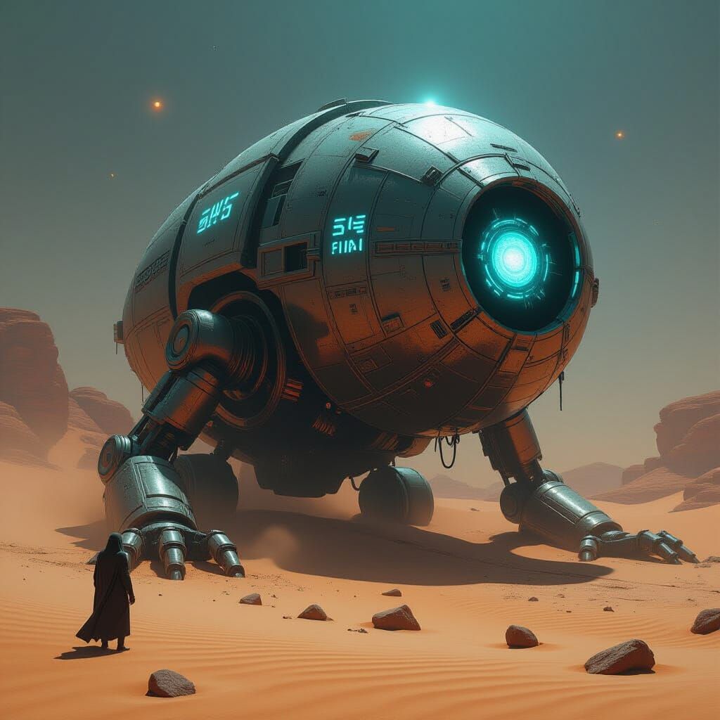 Giant Ancient Automaton in Desert Sands