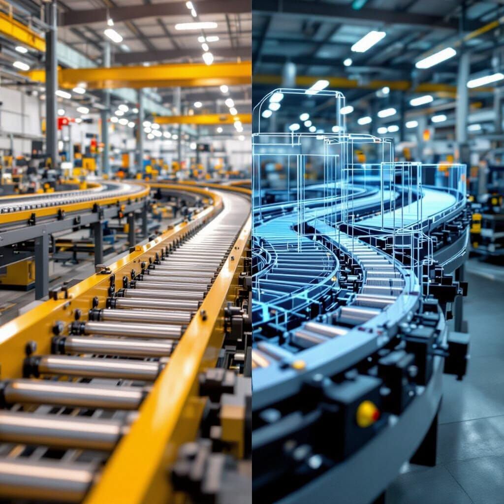 Conveyor System: Photo vs. CAD Drawing