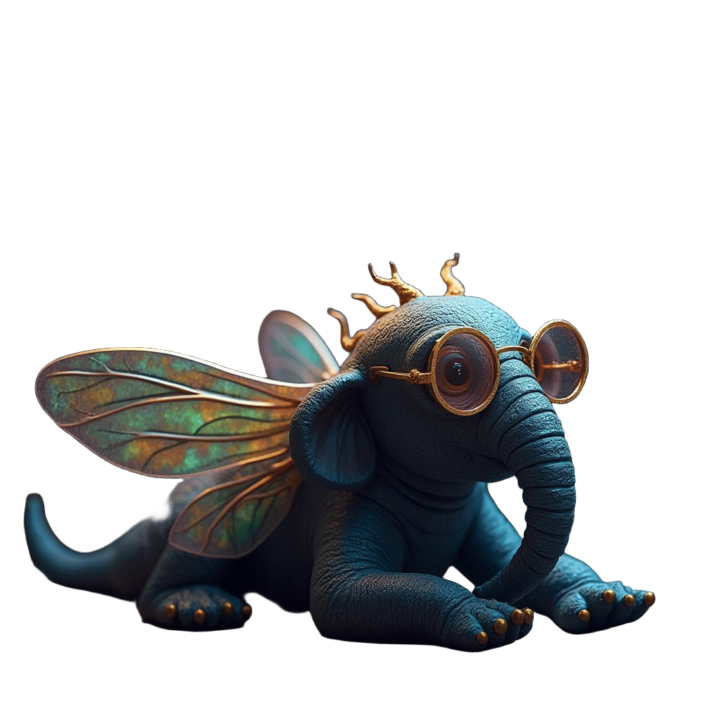 Elephant-Dragonfly Hybrid in a Room: Fantasy Concept Art