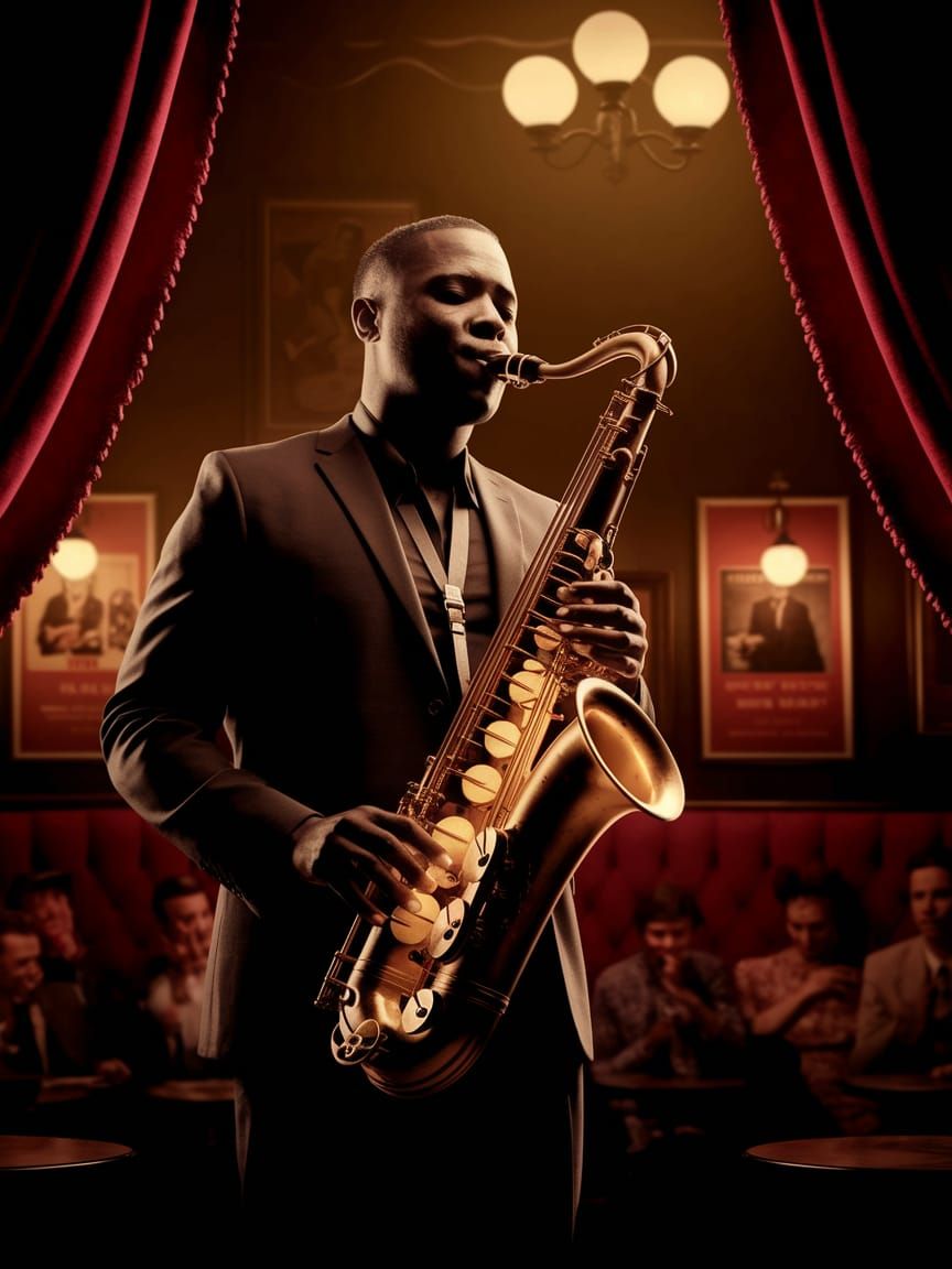 Maximilius' Soulful Saxophone Performance in Jazz Club