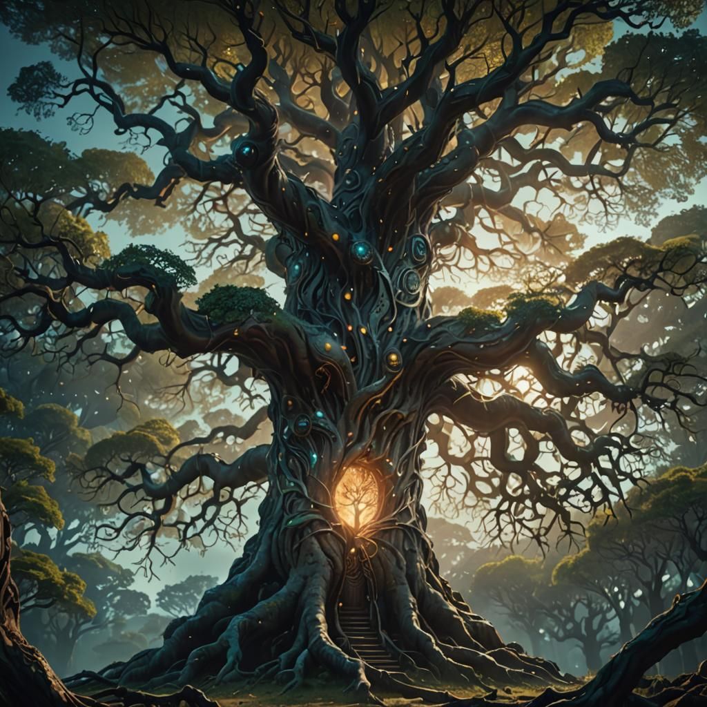 Mystical Tree of Souls in Anime Style
