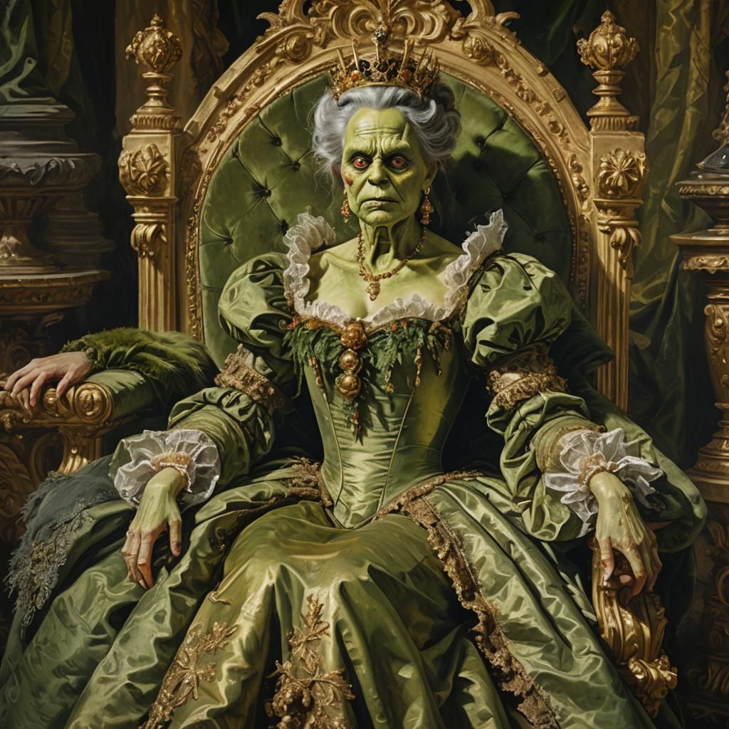 Elegant Ogre Duchess in Classical Oil Portrait