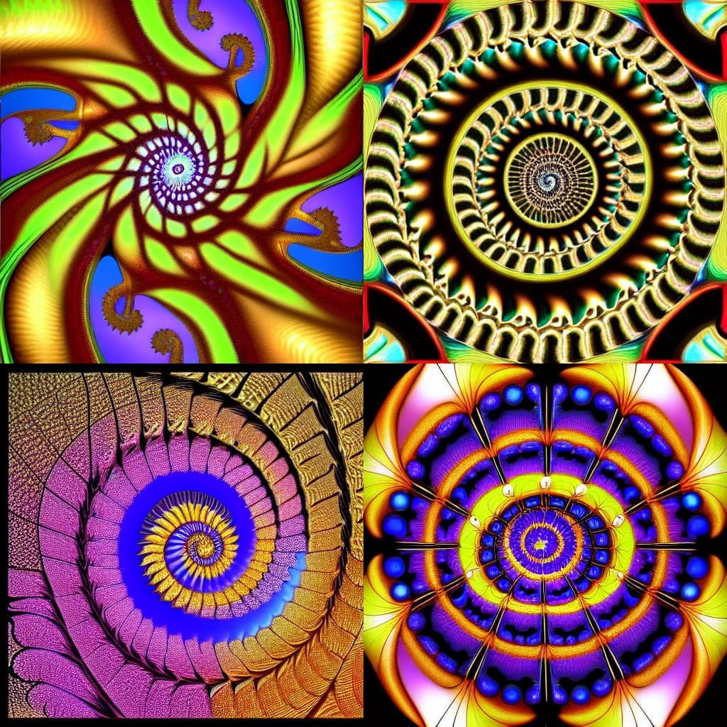 Iridescent Fractal Spiral in Op Art Style