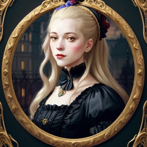 Gothic Femme Fatale in Art Nouveau Frame