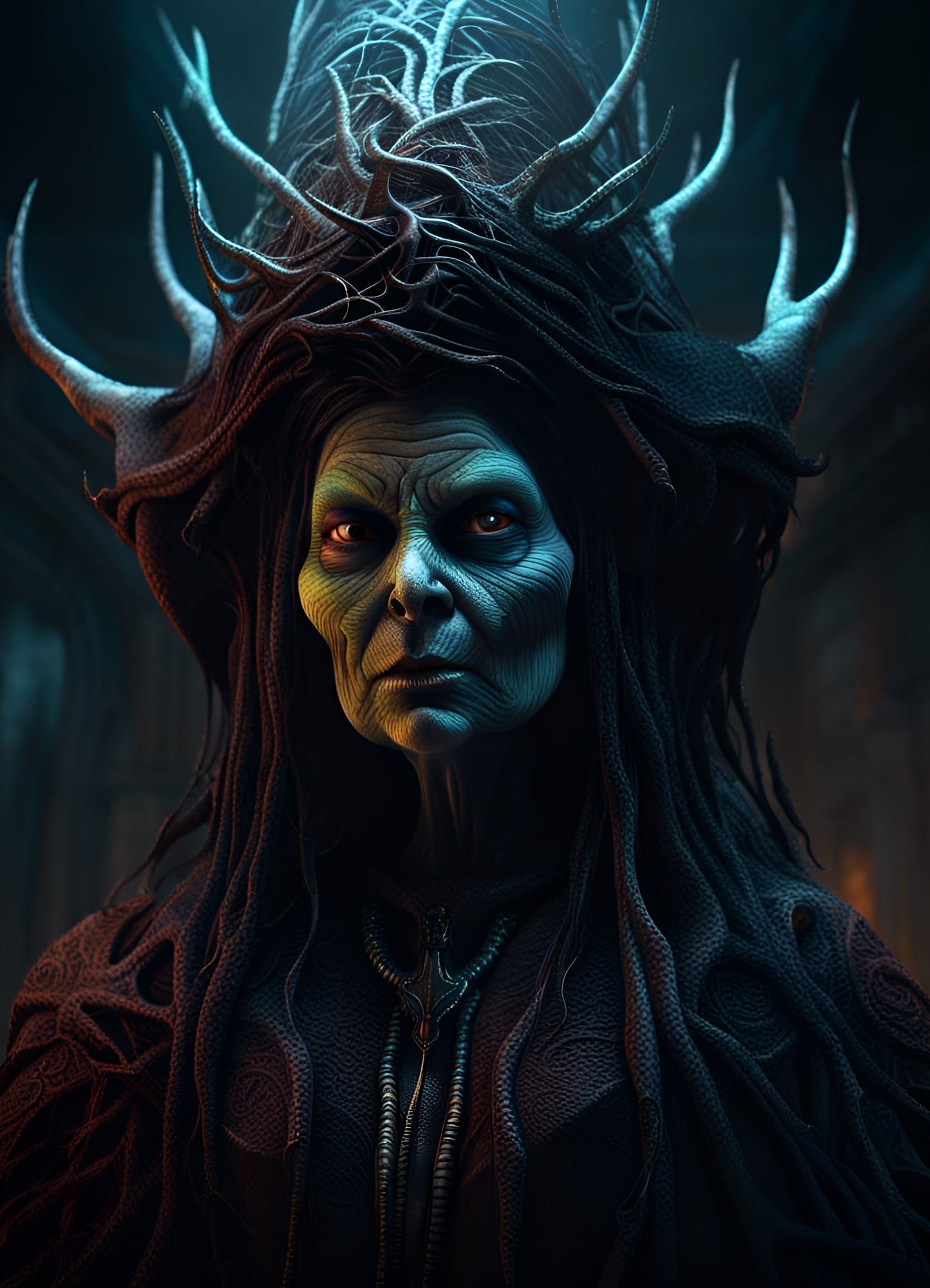 Menacing Witch in Dark Fantasy Digital Art